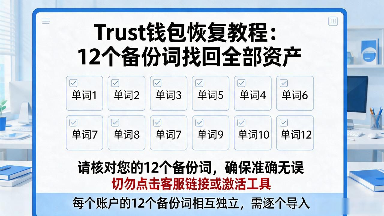 Trust钱包恢复教程：12个备份词找回全部资产