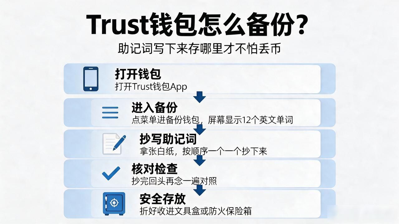 Trust钱包怎么备份？助记词写下来存哪里才不怕丢币