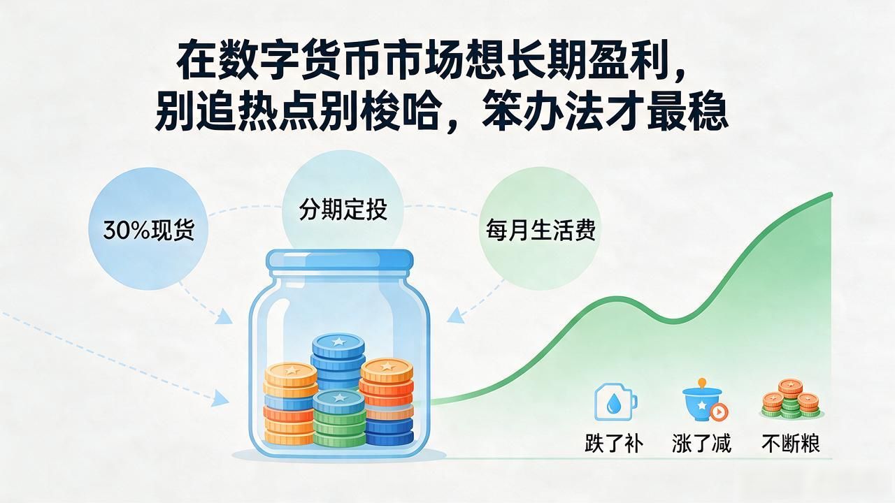 在数字货币市场想长期盈利，别追热点别梭哈，笨办法才最稳