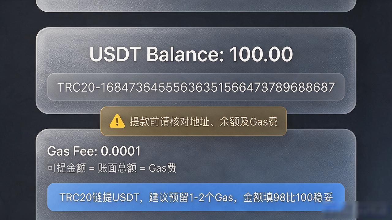 Trust钱包提款前怎么查资金？地址、余额、Gas费都要核